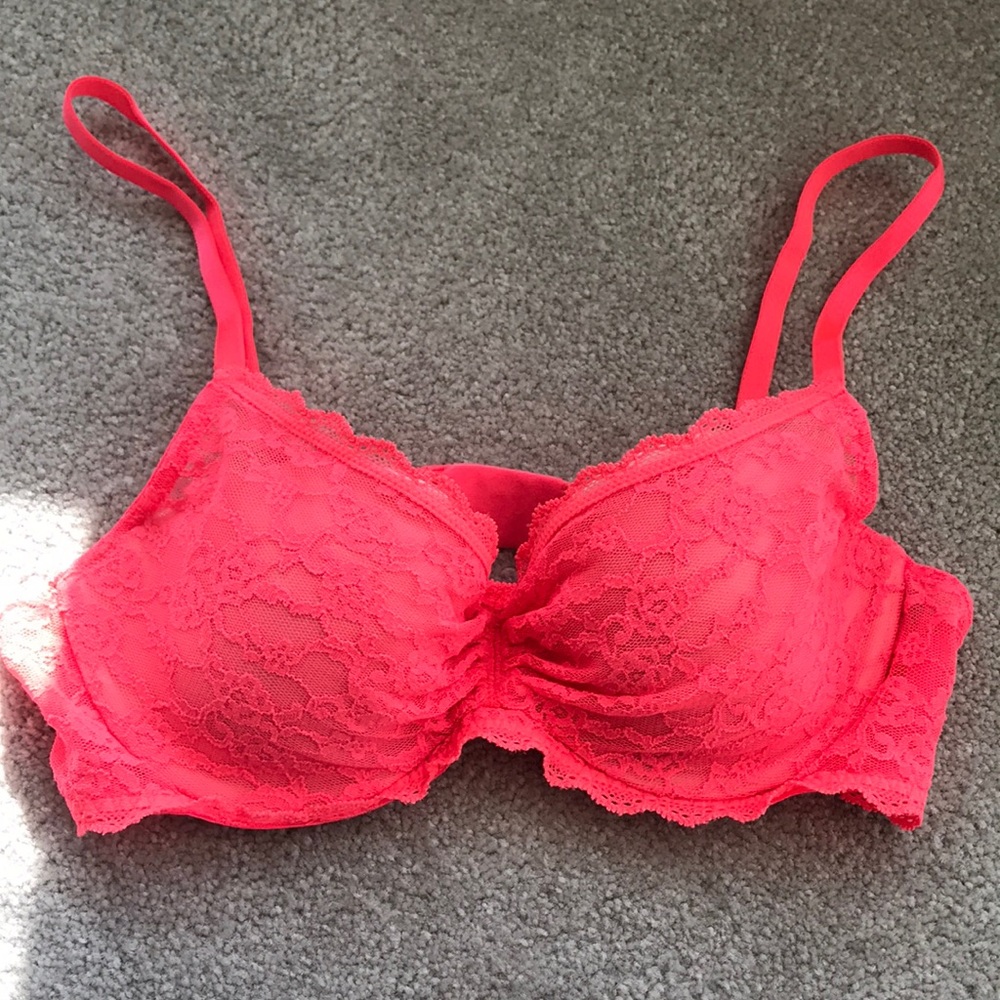 Victoria’s Secret Lace Demi Bra in Coral 34B